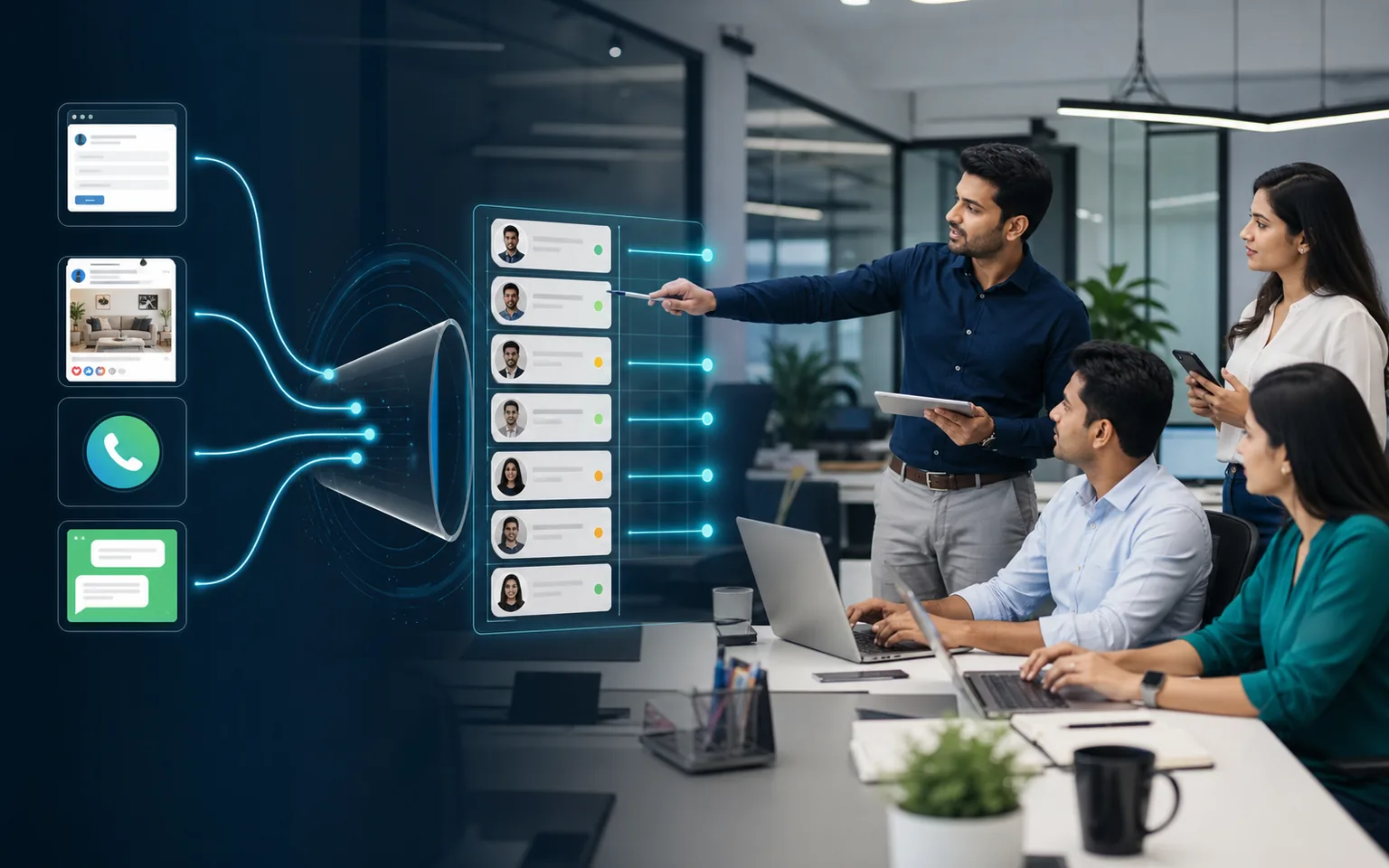 Indian service business lead workflow connecting website ads WhatsApp and CRM