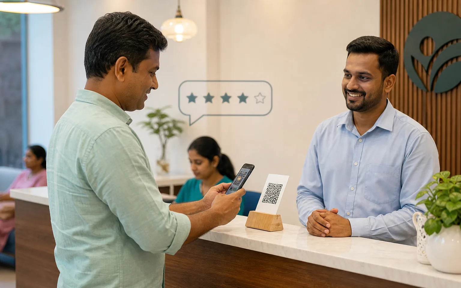 Indian business using WhatsApp and a QR code for honest Google review requests