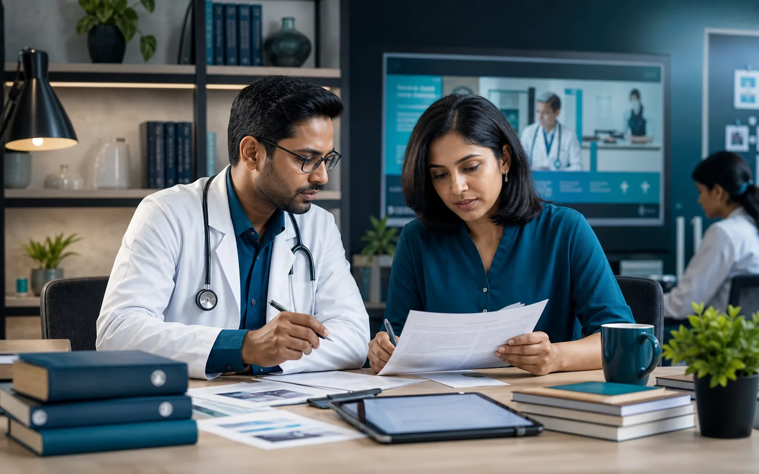 Healthcare content team verifying medical sources and editorial review steps