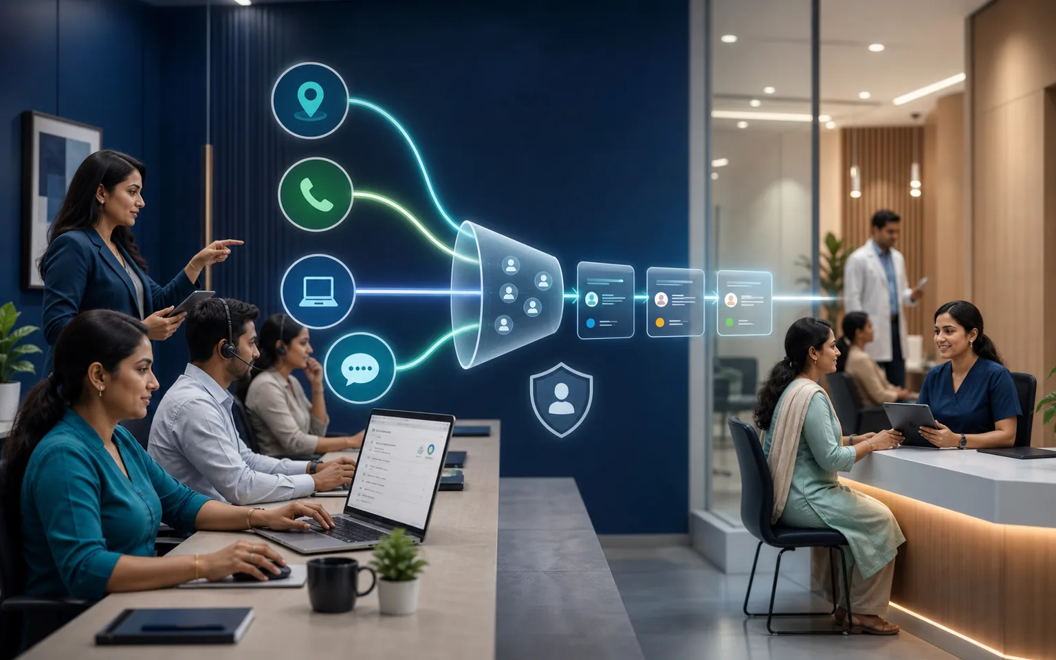 Clinic CRM pipeline connecting patient enquiries to confirmed appointments
